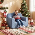 thumbnail image 2 of Kids Sofa No-Assembly Soft Teddy Fleece Foam Couch with Carry Handle Removable Washable Cover Blue  RLB, 2 of 10