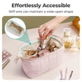 thumbnail image 4 of BAGSMART Wide-open Makeup Bag Cosmetic Pouch Organizer Travel Toiletry Bag Essentials Accessories for Women Girls, Quilted Camel, 4 of 8