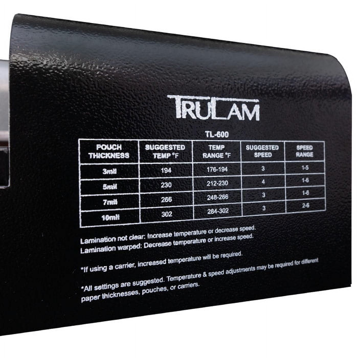 TRULAM TL-600, Thermal Pouch Laminator, 6 Rollers, 13 inch Max Input, Adjustable Temperature and Speed, Up to 78 inches/minute, Black