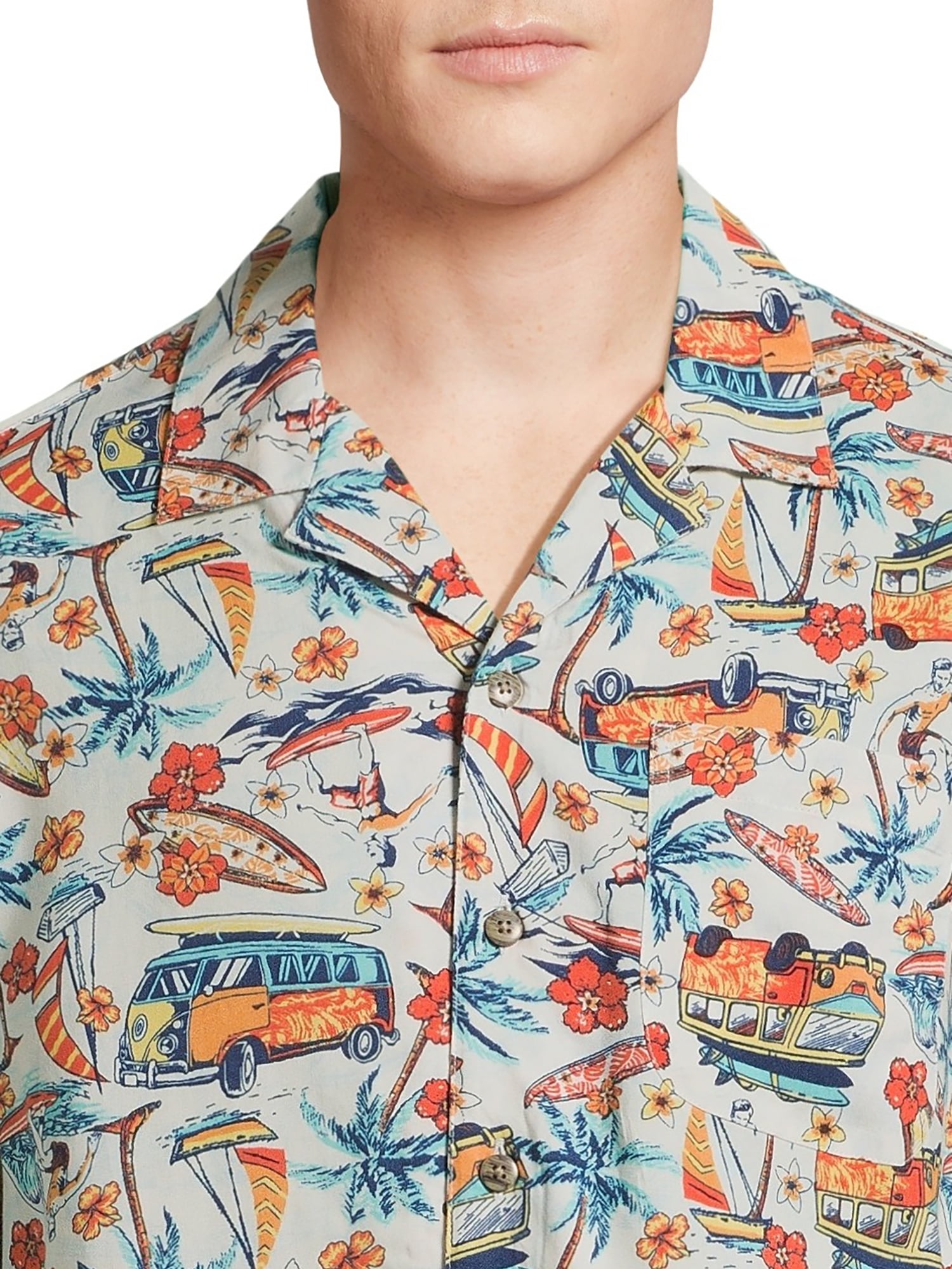 George Men's & Big Men's Short Sleeve Rayon Button-Up Camp Shirt, Sizes S-3XL