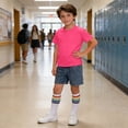 thumbnail image 6 of LJEFF Girls Paperbag Waist Denim Shorts, High Waist Pocketed Cuffed Hem Buttons Shorts for Kids Hot Pink Size 3 T, 6 of 9