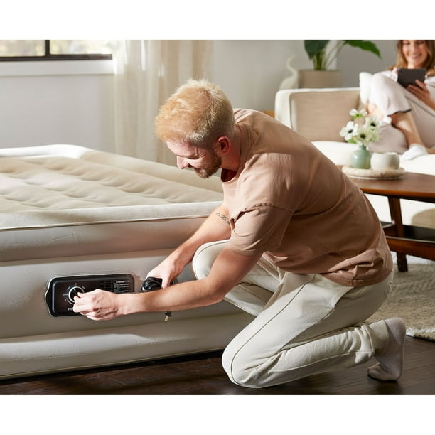 Insta Bed Raised 18 Queen Airbed Air Mattress w Built In Never Flat Pump Walmart