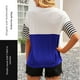 thumbnail image 4 of Camiseta de mujer Bloque de color a rayas Manga corta Cuello redondo Camiseta suelta, Azul, XL Vogacara AP001245-20, 4 of 7