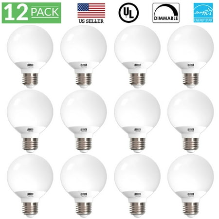 Sunco Lighting 12 Pack G25 Globe LED Light Bulb 6 Watt (40W Equivalent), 5000K Kelvin Daylight 450 Lumens, Dimmable, Omnidirectional Vanity Mirror Light, Energy Efficient - UL & ENERGY STAR (Best Energy Efficient Bulbs)