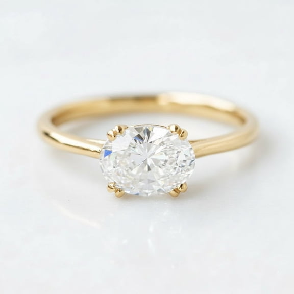 Jewelerix Double Prongs Oval Shape Wedding Ring Comfort Fit Moissanite Diamond Engagement Ring 14K White/Yellow Gold Vermeil Promise Day Ring