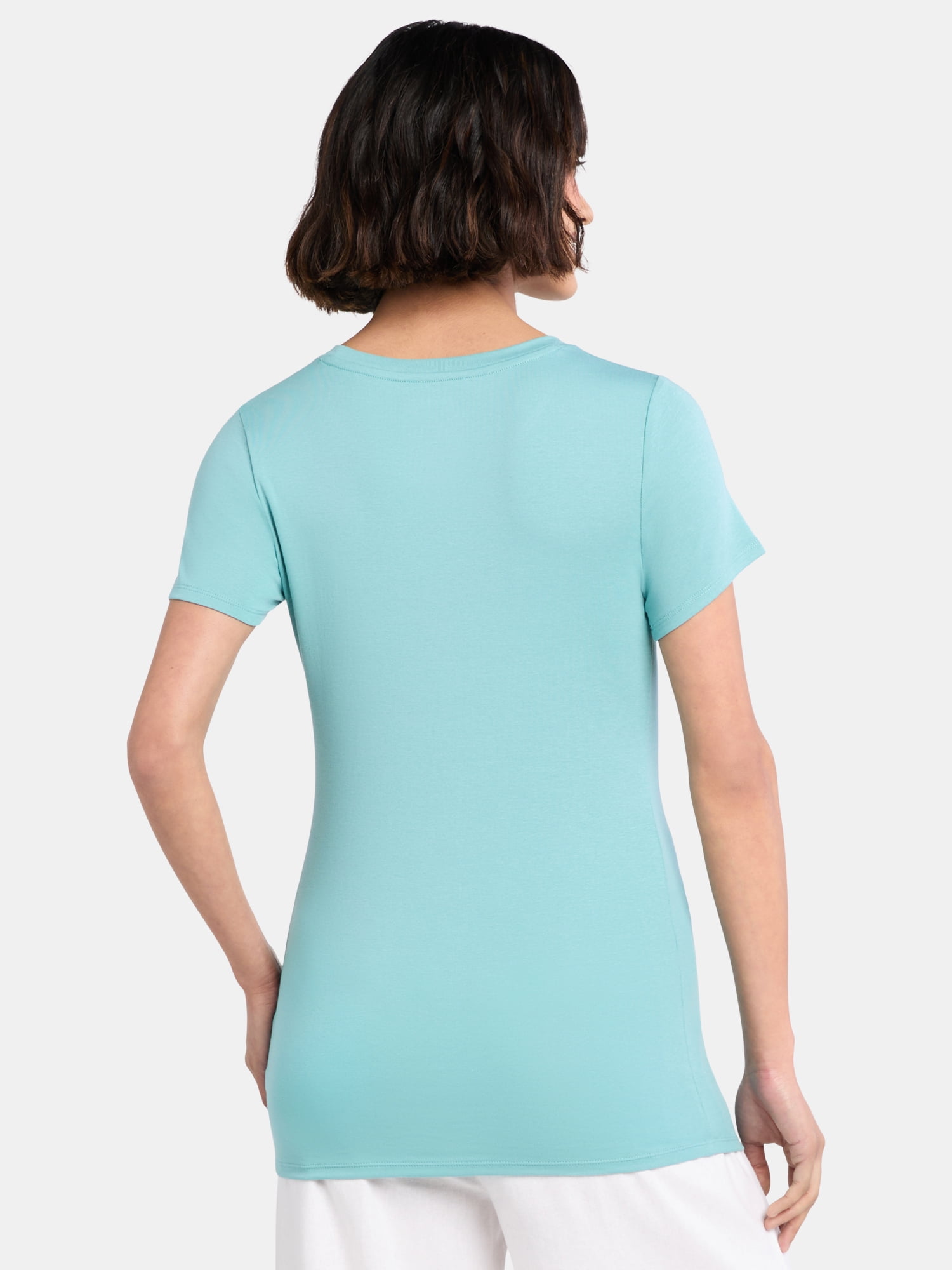 Time and Tru Women's Maternity Non Shirred Tee with Short Sleeves, Sizes S-XXL