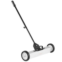 KFFKFF 50Lbs Rolling Magnetic Sweeper, Push-Style Magnetic Debris Collector, 24-inch Broad Magnetic Lawn Collector with Extendable Handle, Simplified Cleaning of Workshop Garage Yard