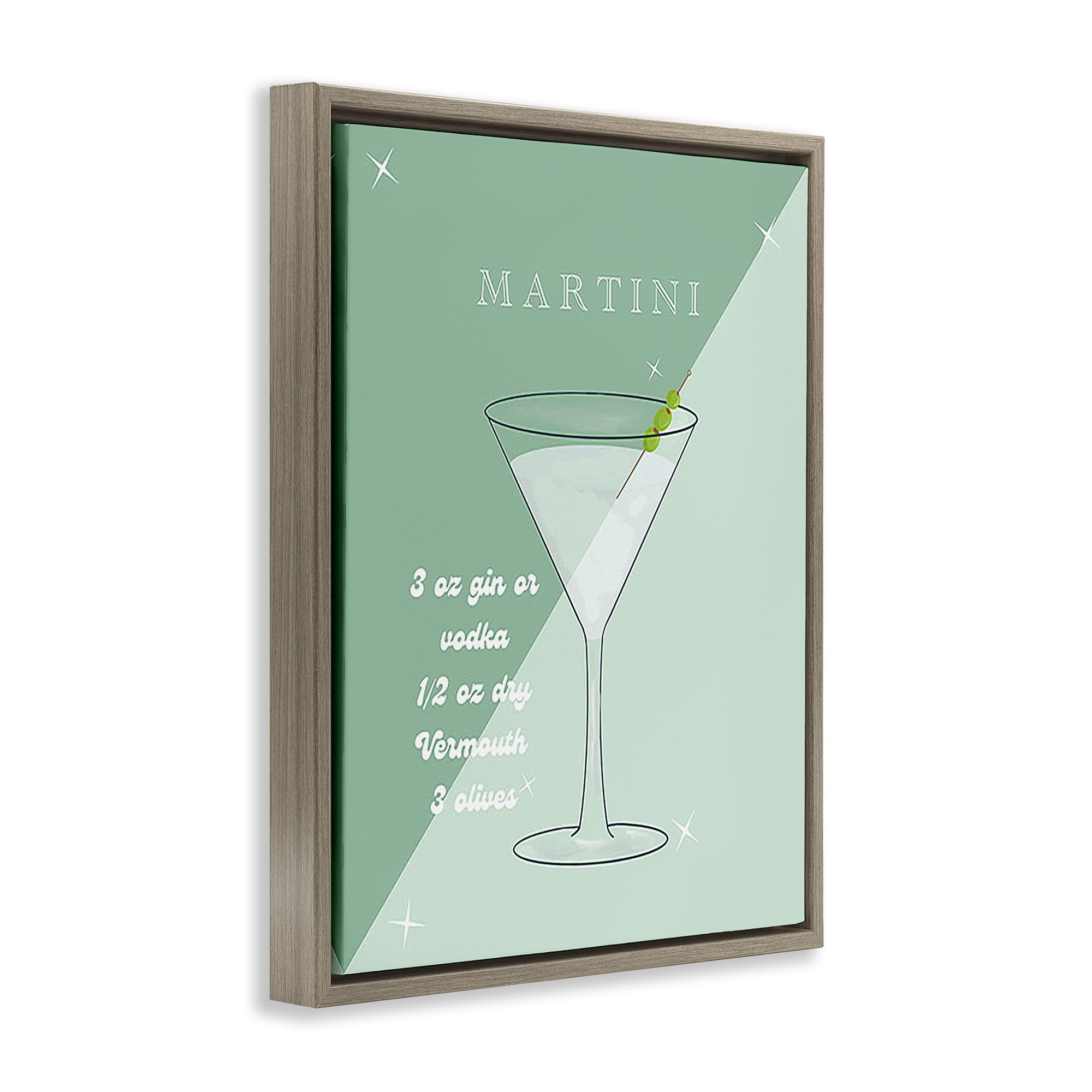 Stupell Industries Modern Martini Recipe Food & Beverage Painting Brown Floater Framed Canvas Art Print Wall Art, 25 x 31