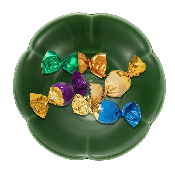 Uxcell Porcelain Serving Dish 4.25'' Ceramic Candy Plate with Cloud Pattern Petal Shape Decorative Bowl Green