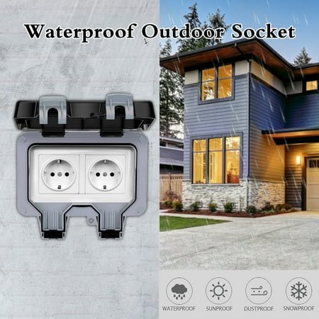 

HALJEN External Socket for Wet Rooms Surface-Mounted Protective Contact Ip66