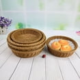thumbnail image 4 of Greyghost 1Pc Wicker Woven Round Basket Bread Tray Serving for Food Fruit Cosmetic Storage Tabletop Bathroom Kitchen Organizer M, 4 of 6