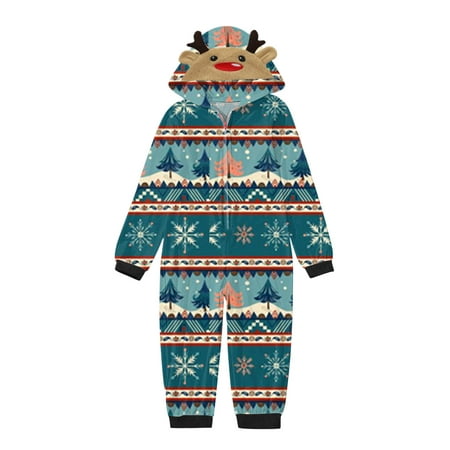 

Spftem Christmas Family Matching Outfits Loungewear Pajama Set Hooded Deer Printed Christmas Pajamas For Family