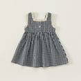 thumbnail image 4 of LYMAYTER Little Girls Cotton Dresses for Kids Baby Plaid Square Neck Princess Dress Toddler Summer Sleeveless Casual Dress Sundress for 9m-6 Years, 4 of 9
