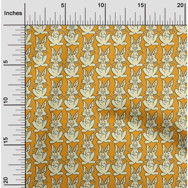 oneOone Tissu Popeline de Coton Imprimé Bloc de Lapin 56 Pouces de Large