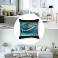 thumbnail image 5 of Sea Animals Throw Pillow Cushion Cover, Shark and Small Fish Ocean Wilderness Waterscape Wildlife Nature Theme Picture, Decorative Rectangle Accent Pillow Case, Teal Beige, 5 of 7