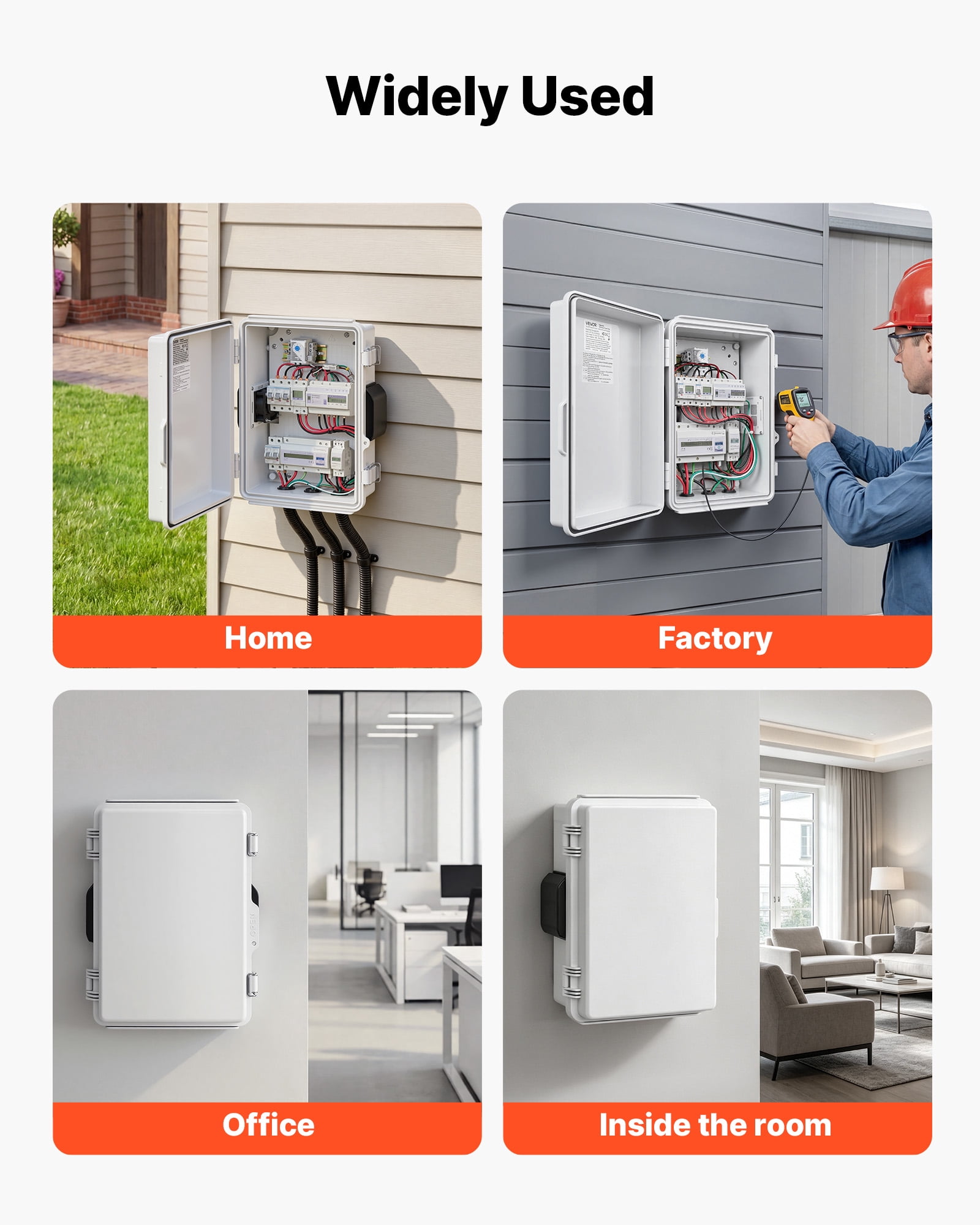 VEVOR Outdoor Electrical Box, ABS, Waterproof Electrical Junction Box with Thermostat and Fan, Mounting Plate, Cable Grommets,Ventilated Plastic Enclosure,14.2 x 10.8 x 5.9 in,IP65 for Indoor/Outdoor