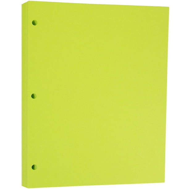 JAM Bright 3 Hole Punch Paper, 8.5x11, 500/Pack, 24lb Ultra Lime Green ...