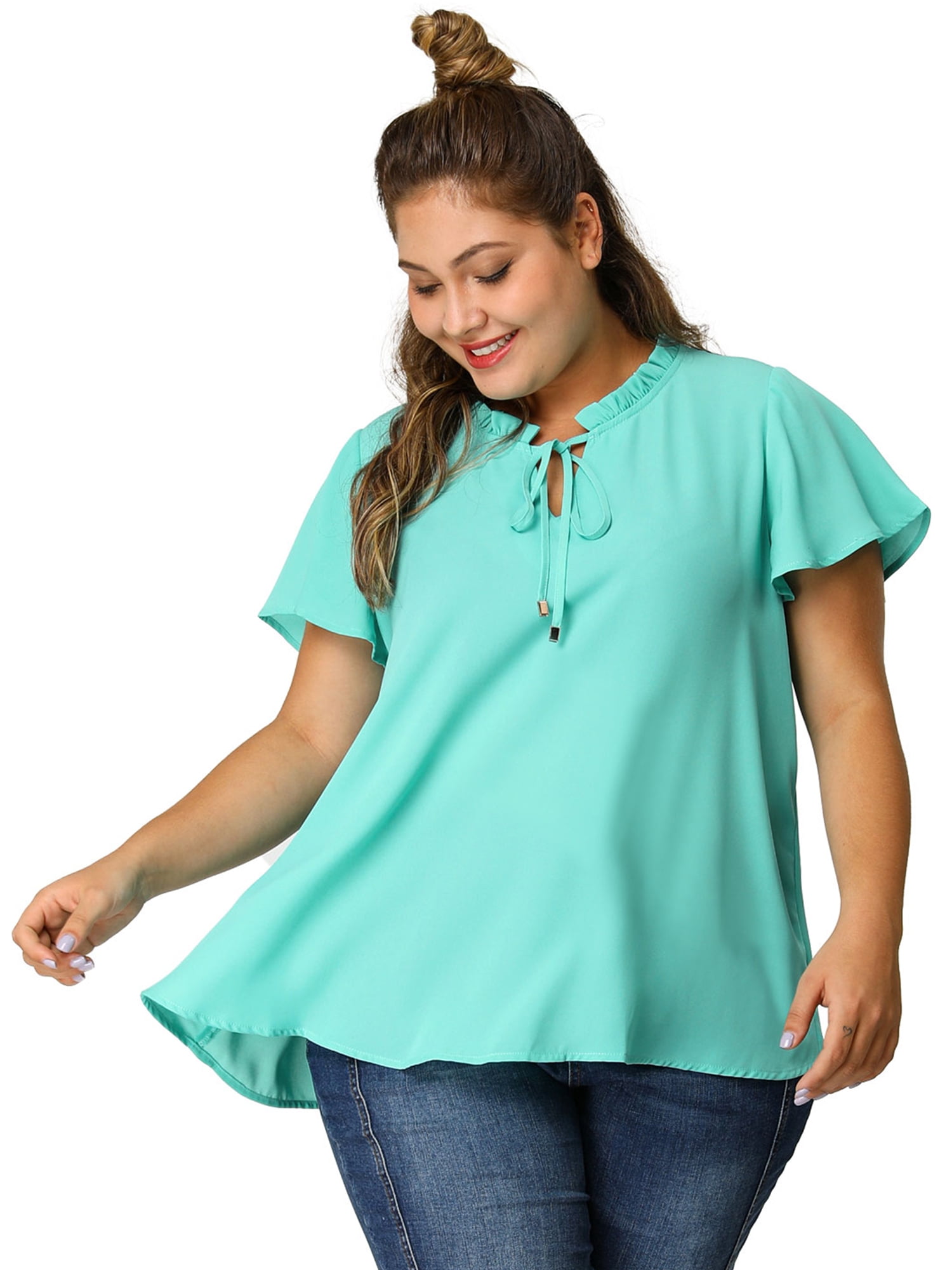 Unique Bargains Womens Plus Size Ruffle Chiffon Blouse Walmart Canada