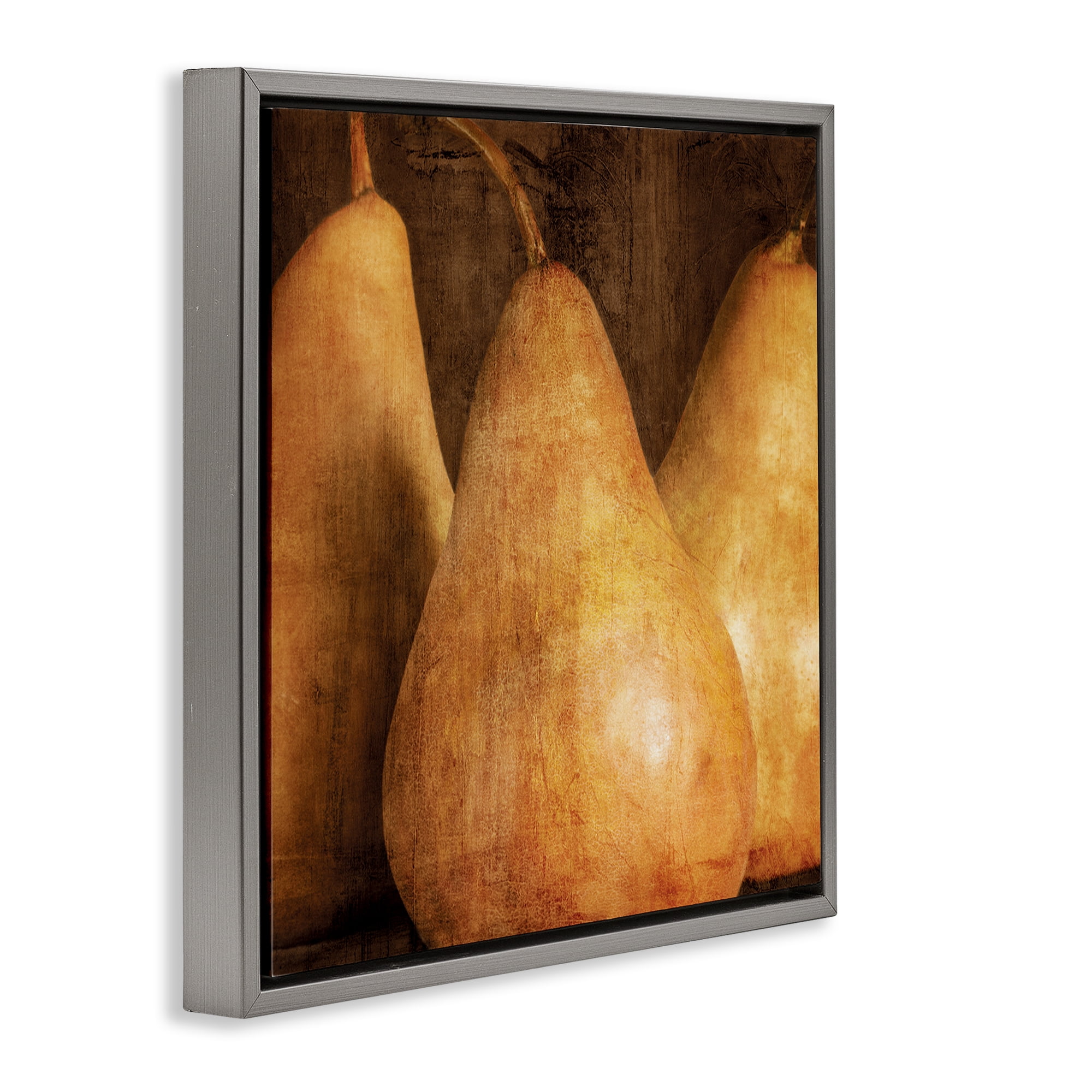 Stupell Industries Rustic Vintage Pears Food & Beverage Painting Gray Floater Framed Canvas Art Print Wall Art, 25 x 25