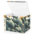 thumbnail image 2 of Flat Illustration Of Village with Trees Large Storage Bins with Linen Collapsible Lid Storage Box 16.7 x 12.6 x 11.8in, 2 of 7