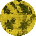thumbnail image 1 of Ahgly Company Machine Washable Indoor Round Abstract Yellow Modern Area Rugs, 7' Round, 1 of 4