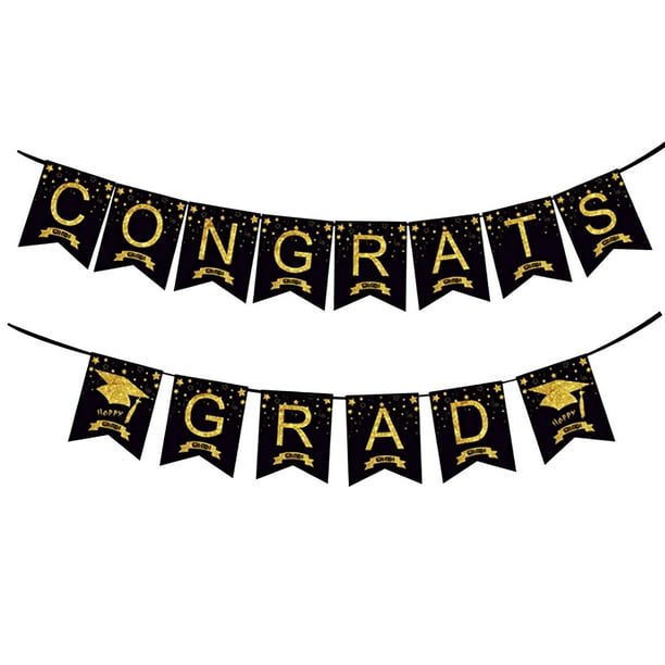 Bandera Decorativa de Tirar de Bandera de Graduación de 2023, 15x12cm para Decoraciones de la Fiesta de Graduación de la Universidad de la Escuela Secundaria