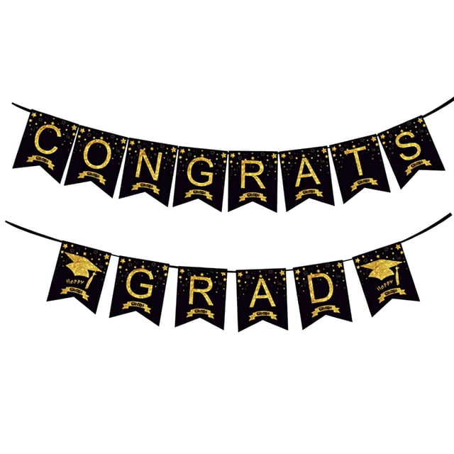Bandera Decorativa de Tirar de Bandera de Graduación de 2023, 15x12cm para Decoraciones de la Fiesta de Graduación de la Universidad de la Escuela Secundaria