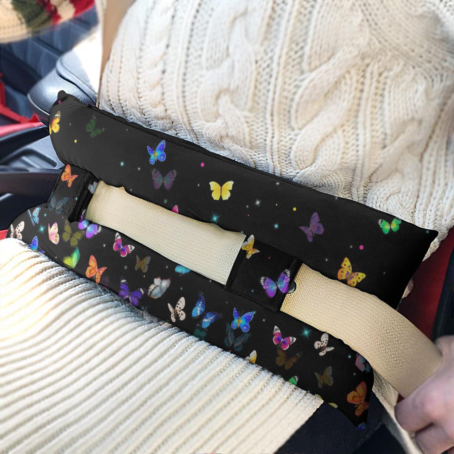 Geometric Butterfly Pattern Mastectomy Pillow for Car - Post-Surgery Seatbelt Cushion with Romantic Design - Chest Protector After Heart Surgery