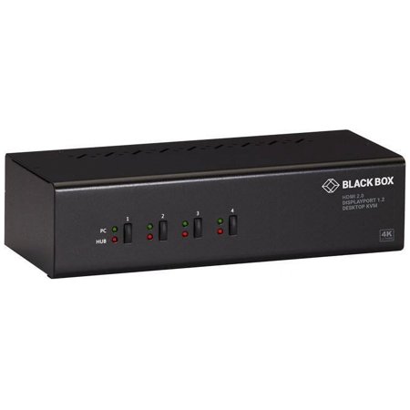 UPC: 0822088150015 | Black Box KV6224DPH KVM Switch – 4-Port  Dual-Monitor  Mixed DisplayPort 1.2 and HDMI 2.0  4K 60Hz  USB 3.0 Hub  Audio