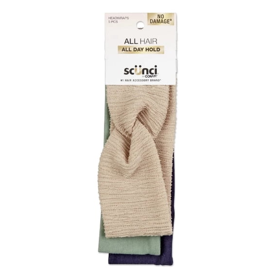 Scunci Headwrap Fabric Headband, Multicolor, 5 Count