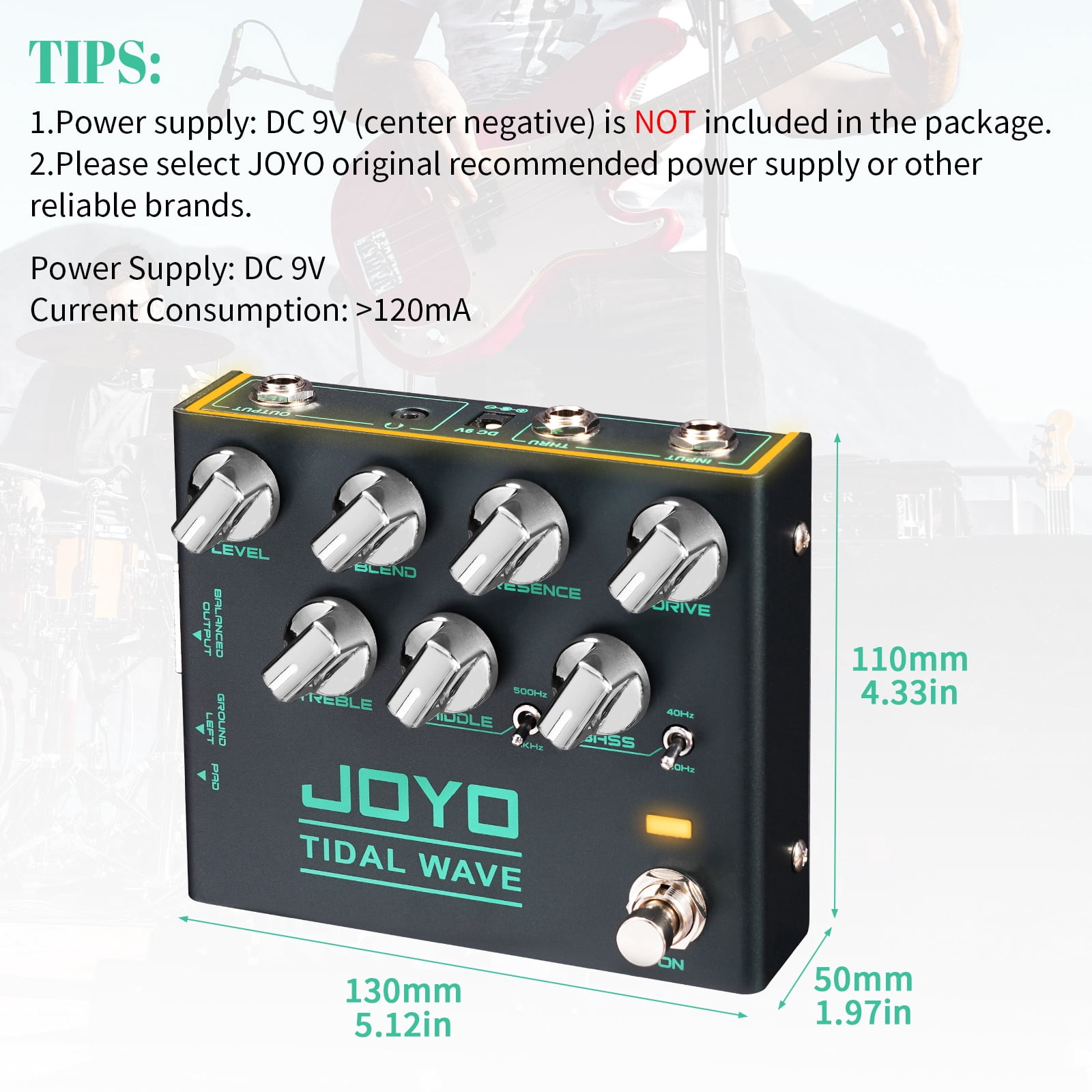 JOYO R-30 Classic Bass Tone of "90s Bass Guitar Preamp Pedal 3 Band EQ DI Function