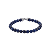 Welry Men's Sterling Silver 8mm Lapis Bead Bracelet, 9"