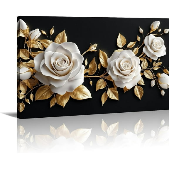 Flower Canvas Art Flower Picture Bathroom Wall Decor Fraemd Floral Painting Vintage Artwork for Living Room Office Home Decoration Gallery Wrapped Ready to Hang(Flower-3,12.00"x18.00")