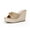 khaki, variant on Women's thick-soled wedge-heeled sandals with hemp bottom, chain link, raffia weaving strap, one-step slip-on, summer casual shoes, thick-soled slippers