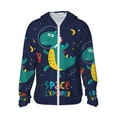 thumbnail image 2 of Uemuo Dinosau Space Explorer Pattern Women's Full Zip UPF 50+ Sun Protection Hoodie Jacket Long Sleeve Sun Shirt Hiking Outdoor Performance with Pockets-XX-Large, 2 of 9