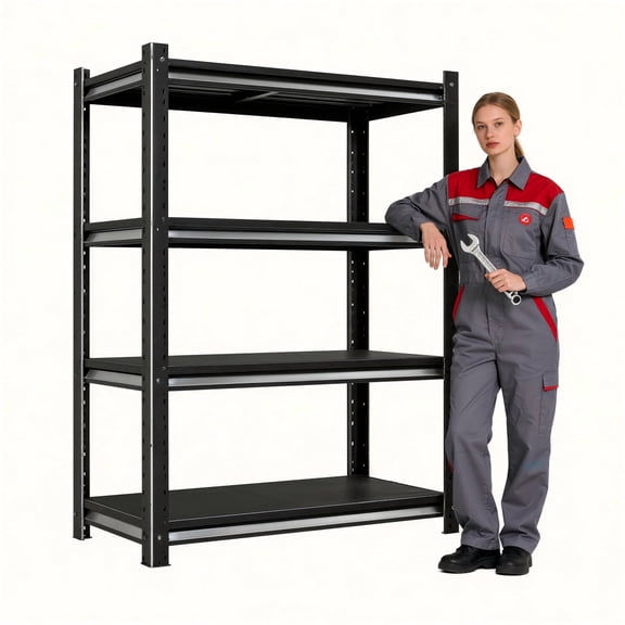 36" W Garage Shelving Heavy Duty, 2400LBS Loads Garage Storage Shelves Heavy Duty, 4-Tier Metal Shelving Units and Storage Racks, Industrial Utility Shelf,36"Wx16" Dx54" H, Black