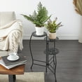 thumbnail image 2 of DecMode 18" x 18" x 24" 3 Tier Black Metal Folding Plantstand with Sun Face Cutouts, 2 of 10