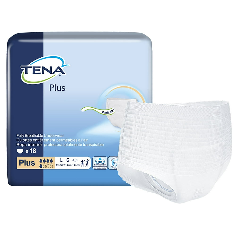 TENA Plus Protective Heavy Absorbency Pull On Underwear, Large, 72 Ct