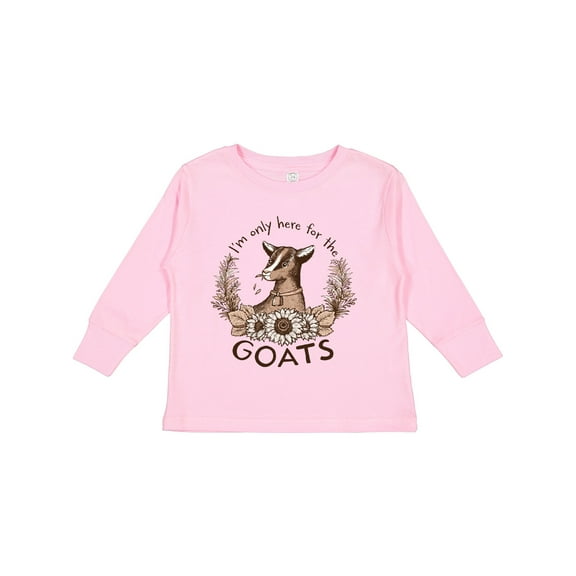 Inktastic I'm Only Here for the Goats Boys or Girls Long Sleeve Toddler T-Shirt