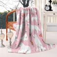 thumbnail image 3 of White Dogs and Flowers Blanket,Comfortable Soft Flannel Throw Blanket,All Season,Warm Lightweight Blankets for Sofa Bed Couch Living Room Chair,50"x60"(130x150cm), 3 of 4