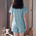 thumbnail image 4 of GHSOHS Sleepwear Pajamas for Women Set 2 Piece Sets for Women Summer Cotton Short Sleeved Shorts Cardigan Cute Oversize Summer Home Clothing Two Piece Suit Outfits Nightwear Pj Lounge Sets Outfits, 4 of 5