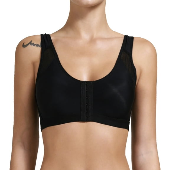 QRIC Women's Comfort Front Close Sport Bra With Mesh Straps Post-surgical Back Support Bra