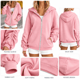 thumbnail image 4 of Aezemi Womens Drawstring Hoodie Sweatshirts Zip up Fashion Ruched Long Sleeve Winter Fall Outerwear Women Comfy Hooded Fashion Soft Full Zip Blouses with Pockets S, 4 of 9