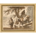 thumbnail image 3 of Nicolaes Pietersz. Berchem 24x20 Black Modern Framed Museum Art Print Titled - Cows Crossing a Ford with a Couple and a Dog (1656), 3 of 5