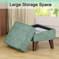 thumbnail image 5 of FAGAGA Small Storage Ottoman, Adjustable Foot Stool for Living Room, Step Stool Ottoman with Storage, Upholstered Linen Foot Rest for Bedroom, Dorm | Green, 5 of 9