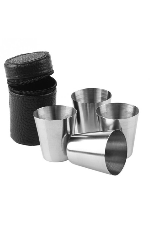 4PCS Stainless Steel 30ml Wine Set Drinking Shot Glasses Barware Cup Kitchen Bar