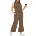 thumbnail image 4 of UVN Outfit Sets for Women Summer Sleeveless Tops And Pants Sweatsuits Casual 2 Piece Tracksuit Lounge Set, 4 of 8