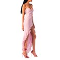thumbnail image 3 of VISgogo Vestido largo sin mangas de verano para mujer, vestido ajustado con dobladillo con volantes y estampado de mariposas de corte bajo con correa de espagueti para la playa VISgogo moda, 3 of 5