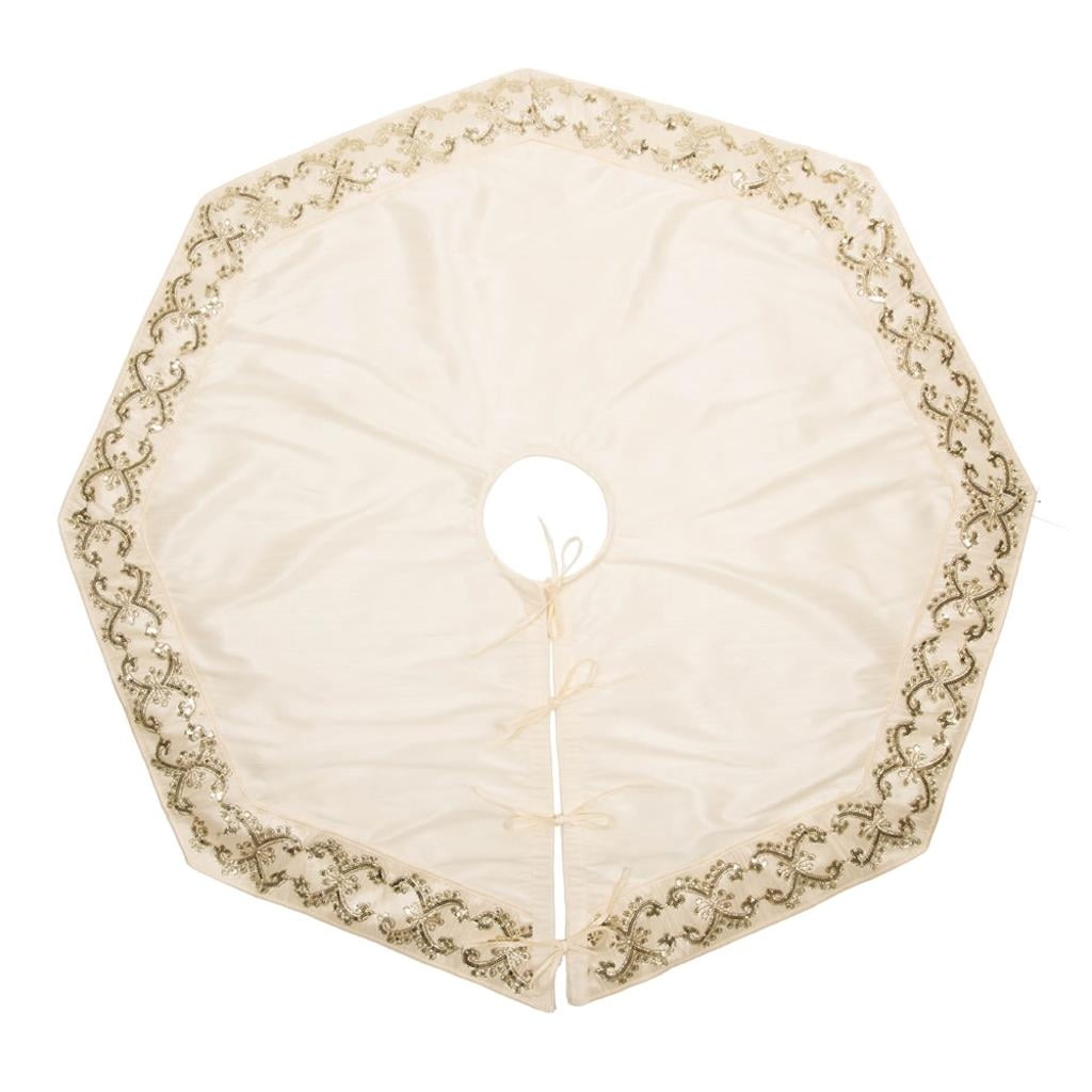 Vickerman 419342 54" Ivory Sequin Snowflake Tree Skirt (Q169347