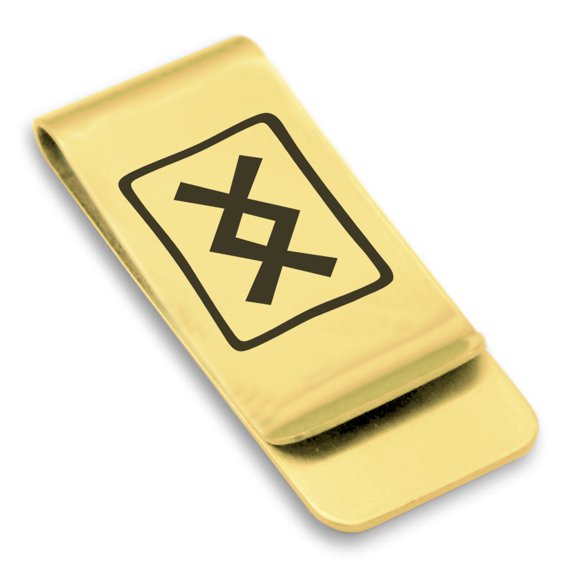 Stainless Steel Elder Futhark Inguz Rune Classic Slim Money Clip Credit Card Holder